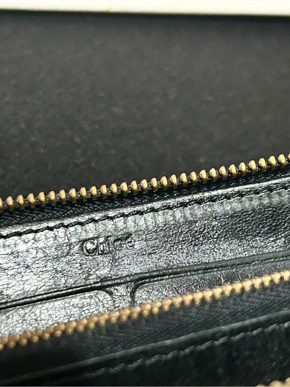 Chloé Beige Canvas and Black Leather Zip Wallet